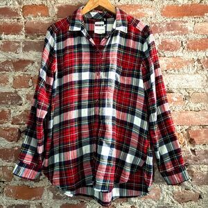 Anthropologie Red Tartan Plaid Amazingly Soft Flannel Button Down Shirt